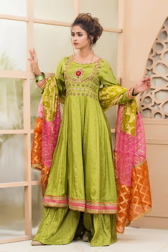 Peshwas paired with multi shaded organza dupatta
