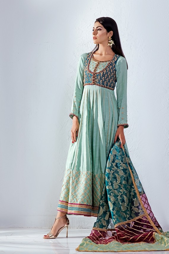 Peshwas paired with multi shaded organza dupatta