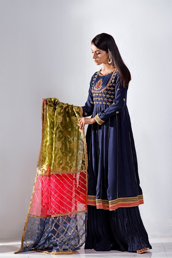 Peshwas paired with multi shaded organza dupatta