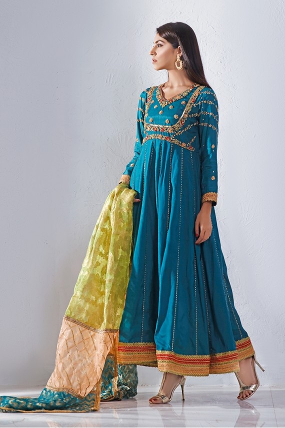 Peshwas paired with multi shaded organza dupatta