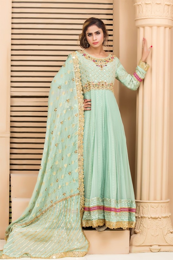 Multi panel peshwas paired with hand embroidered matching dupatta