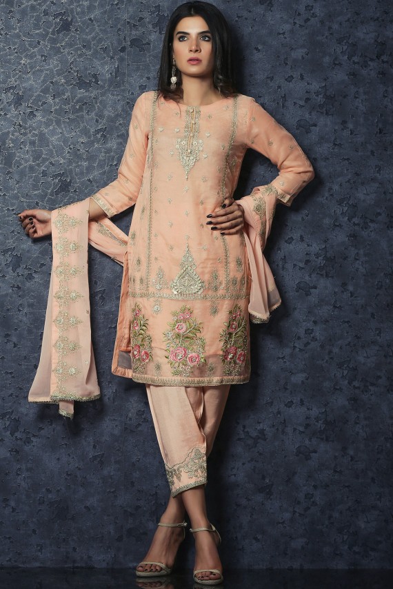 Organza three piece suit shirt trouser and dupatta C9BPO-03