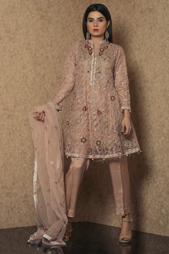 Net paplum three piece suit shirt trouser and dupatta C9TPN-11