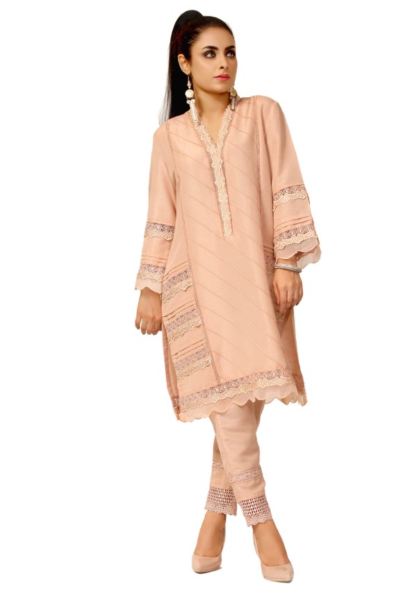 PEACH RAW SILK 2PC SUIT