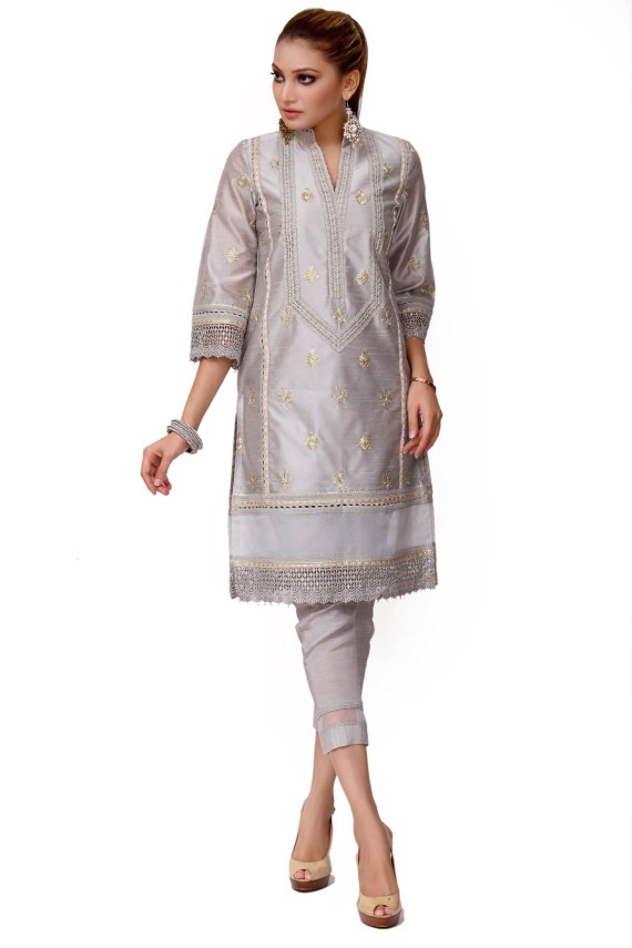 GREY COTTON SILK 2PC SUIT