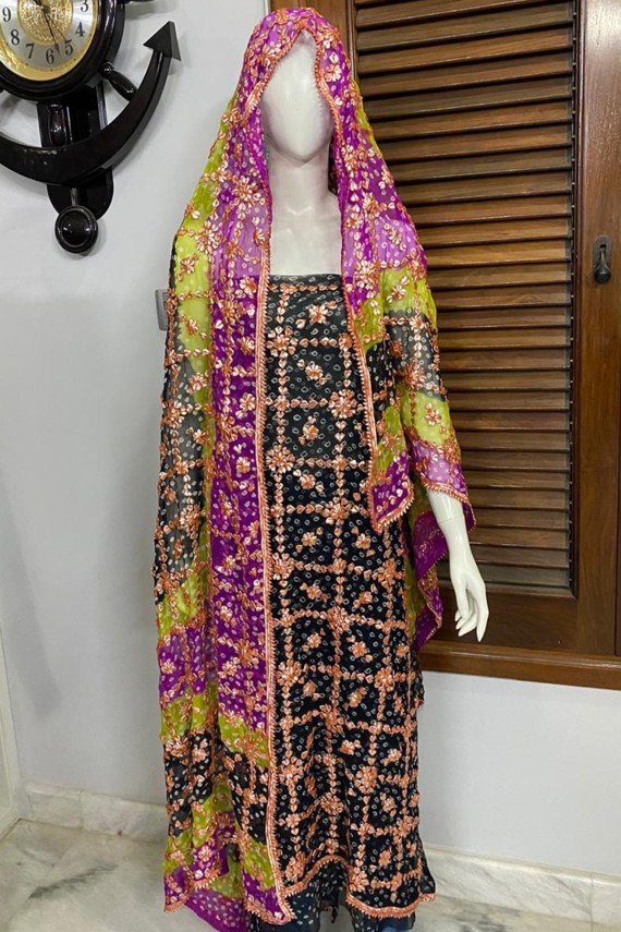 black heavy gota chiffon