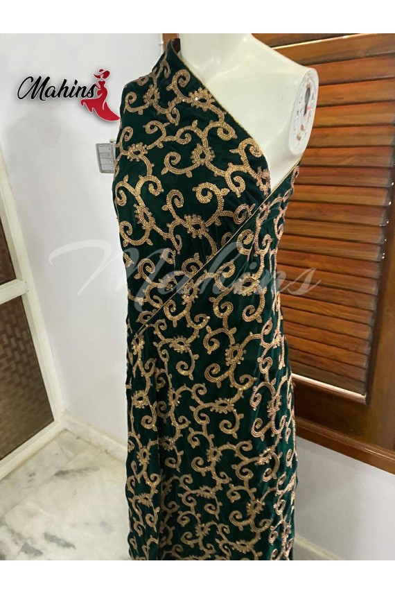 bottle green velvet shawl