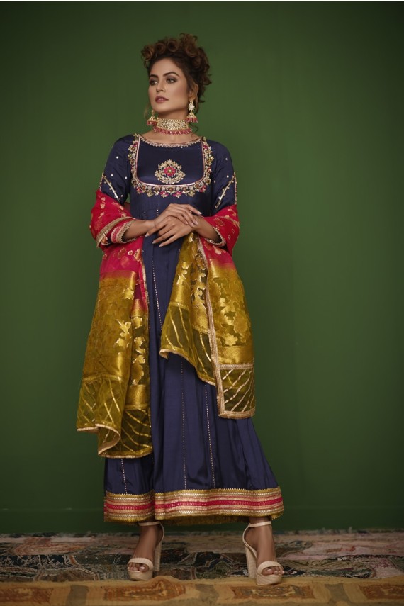 Peshwas paired with multi shaded organza dupatta
