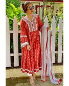 STITCHED- DELICATE MAROON COTTON LACED PISHWAS 3 PCS DRESS C10MC-03