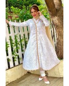 STITCHED- DELICATE COTTON LACED LONG SLIT 3 PCS DRESS C10WC-01