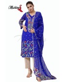 royal blue shirt and dupatta