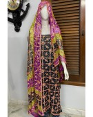 black heavy gota chiffon