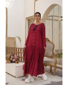 PRINTED MALAI LAWN LONG SHIRT WITH EMBROIDERED NECK AND SLEEVES & GPO LACE, STONE WORK